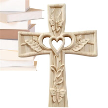 Hand-carved wooden heart ornament hollow 1 piece