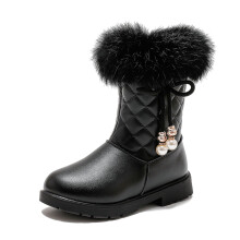 Toddler Boots Girls Boots Girls' Autumn and Winter Snow Boots Platform Soles Non Warm and Comfort Solid Color Bow Side Zip Boots Girls Winter Boots