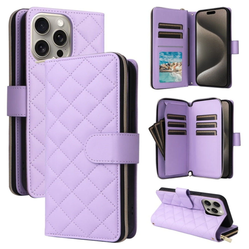 Magnetic Flip Wallet Case For Iphone 16 Pro Max With Purple 974856049455