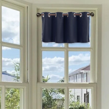 Blackout Short Curtains, Kitchen Window Curtains, Polyester Light Blocking Drapes 29.13x14.17in, Cafe Curtains for Small Windows with Easy Hanging