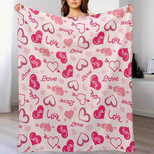 Valentine's Day Red Heart Blanket – Soft, Warm, Lightweight Flannel Throw for Couch or Bed, Compatible with Valentine's Decor
