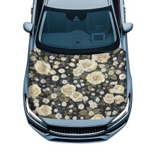 White Rose Car Hood Cover Portable Washable Heat-Resistant