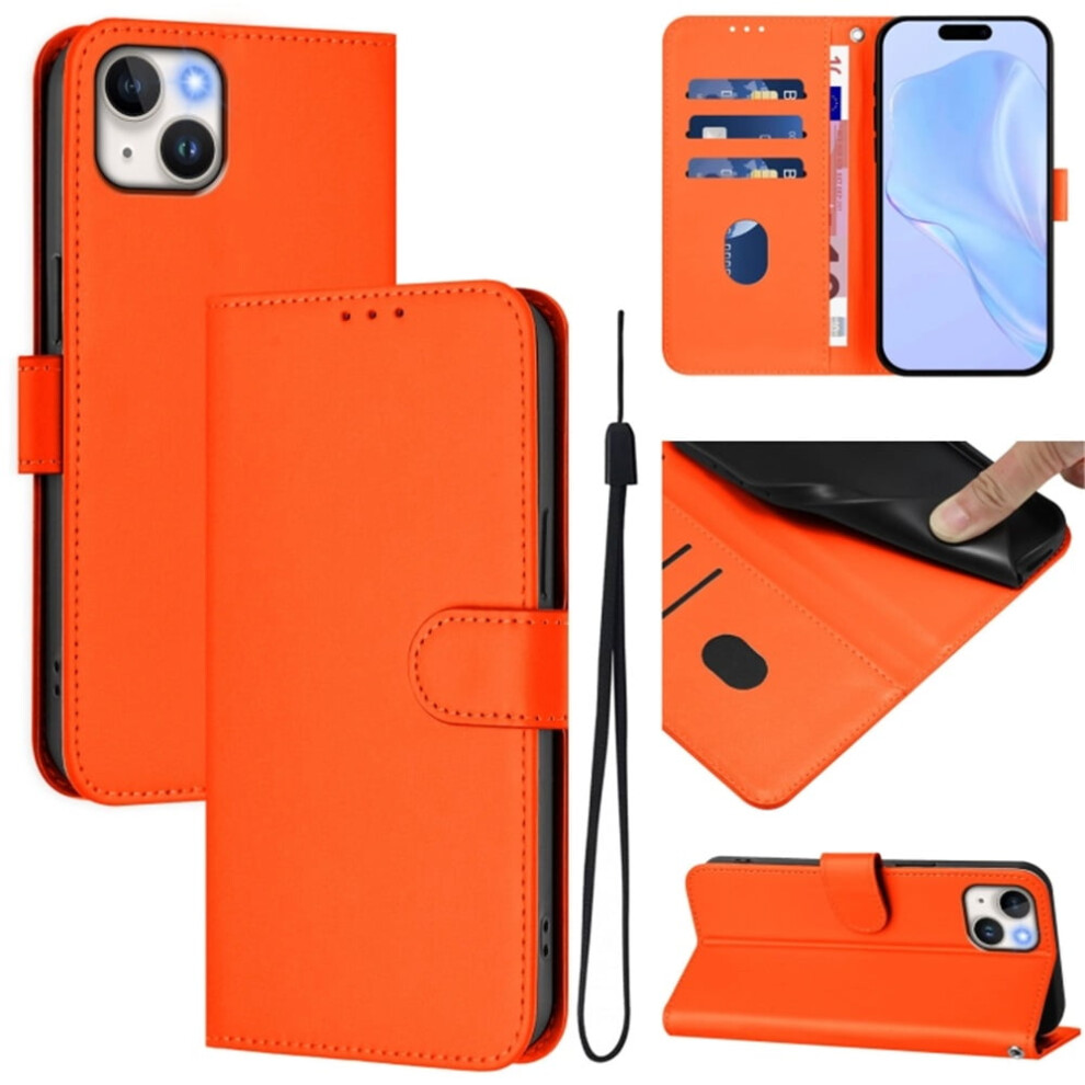 Pu Leather Wallet Case For Iphone 14 Plus With Orange 974856066407