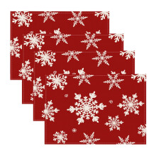 Christmas Snowflakes Placemats Set of 4, 12x18", Compatible with Holiday & Winter Dining Tables