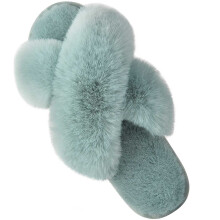 Pantuflas de mujer con tiras cruzadas, suaves y cálidas, con puntera abierta, sin cordones, transpirables, color blanco roto, talla 7-8, aptas para