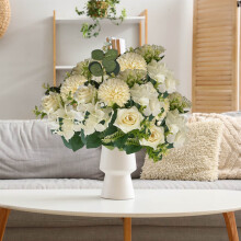 Fleurs artificielles 32 cm, composition florale en soie réaliste pour mariage, maison, fête et décoration de bureau – Compatible avec