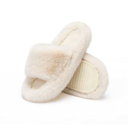 Γυναικείες παντόφλες Memory Foam Fuzzy με αντιολισθητική σόλα, επένδυση από τεχνητή