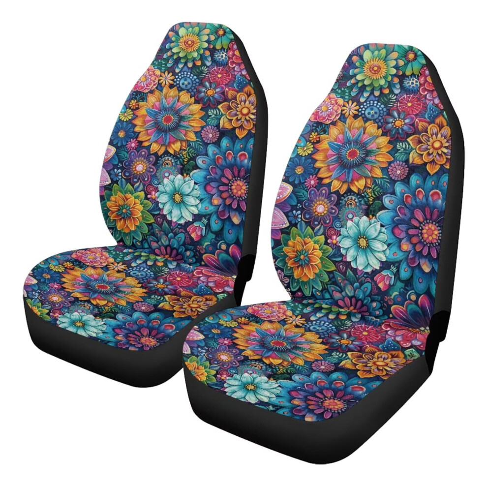Boho Flower Car Seat Covers Velvet 2-Pack Coral 9122141634133