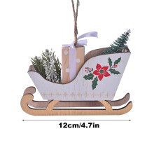 Wood Sleigh Christmas Ornaments, 3D Mini Sleighs with Pine Needles, Cones & Wooden Box – Holiday Decor (White)