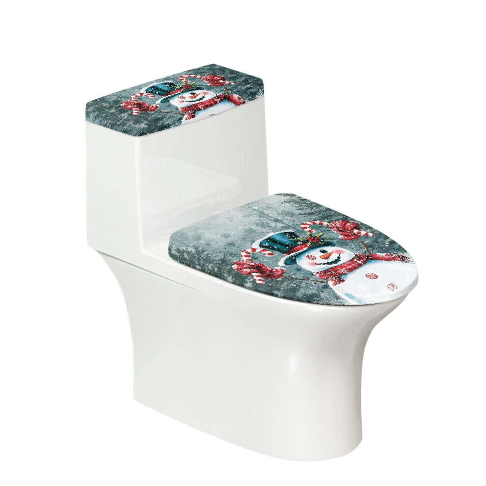 Snowman Toilet Lid Dust Cover Set Elastic Stretch Washable 9122141634591