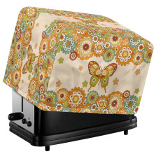 Boho Mandala Flowers Print Toaster Cover 2 Slice, Butterfly Oven Dust Cover with Adjustable Drawstring, Water-Resistant Toaster Protector