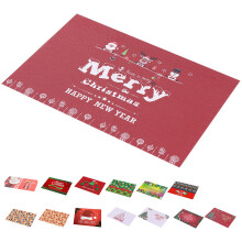 Christmas Placemats Set of 4, 12x18", Non-Slip & Wipe-Clean PVC Mats with Xmas Tree Print – Compatible with Holiday Dining Tables