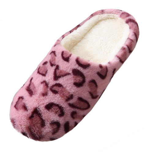 Pantofole da uomo e da donna con stampa leopardata, morbide e foderate in peluche, comode per la casa, ideali per esterni e interni.