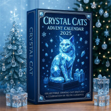 Calendrier de l'Avent Crystal Cats 2025 – Coffret de statuettes de chats en cristal à collectionner pour un compte à rebours festif et plein de