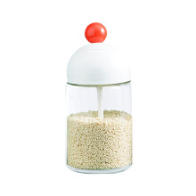 Joli bocal en verre hermétique avec cuillère et couvercle – Récipient polyvalent pour épices (glutamate monosodique, sel, sucre) – Compatible