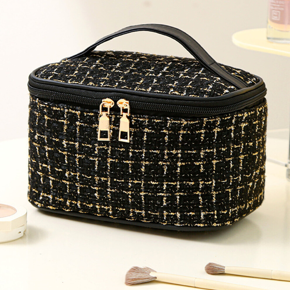 Black Travel Makeup Bag For Women Â Large Cosmetic Organizer With Brush Compartment, Portable Toiletry Bag For Travel Â