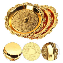 Lot de 6 plateaux de service en métal doré en forme de feuille, pour fruits et noix, idéal pour la décoration de fêtes et l'usage domestique (10