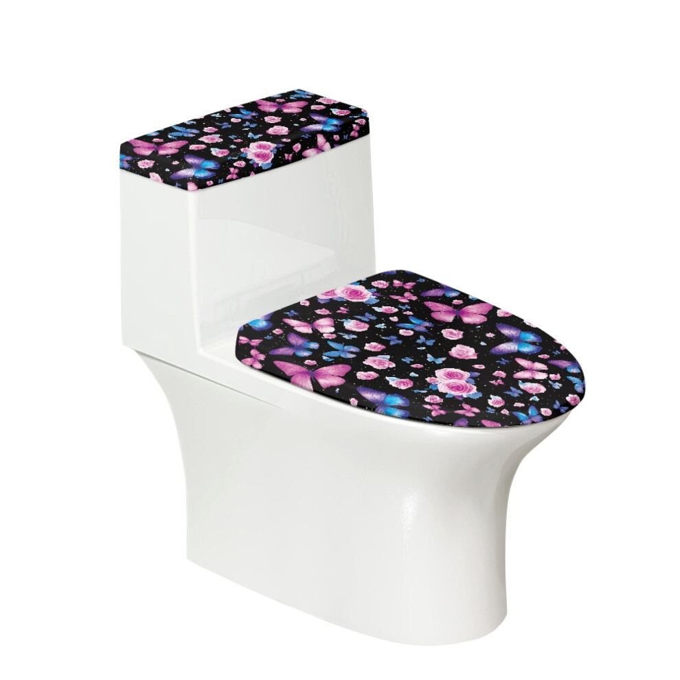 Butterflies Rose Toilet Seat Lid Cover Elastic Adjustable 9066521644179