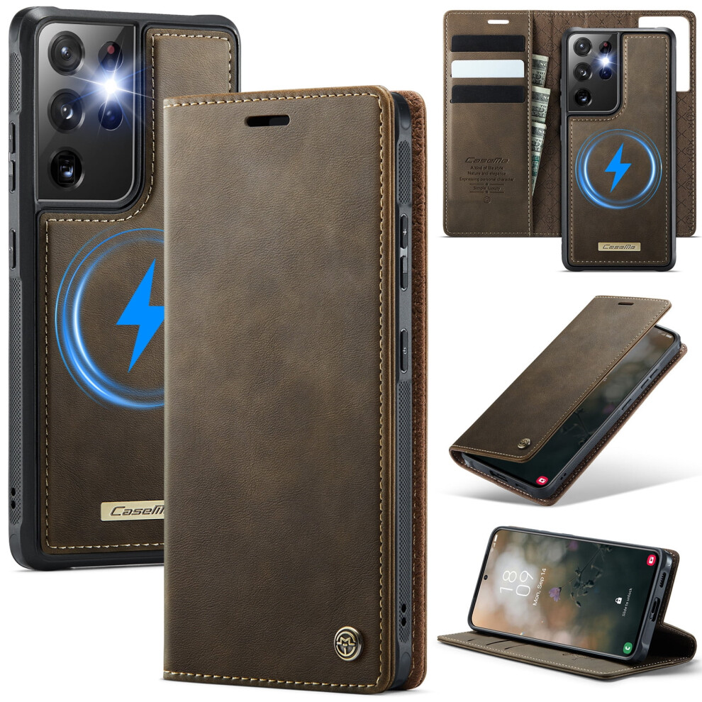 Caseme Wallet Case For Samsung Galaxy S21 Ultra 6.8", Magsafe-Compatible, Rfid-Blocking, Flip Stand, Shockproof, Magnetic & Detachable 9327961720022