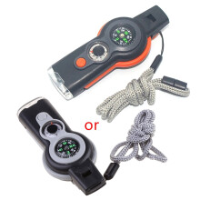 7 in 1 Survival Safety Emergency Whistle with Lanyard for Camping and Adventure