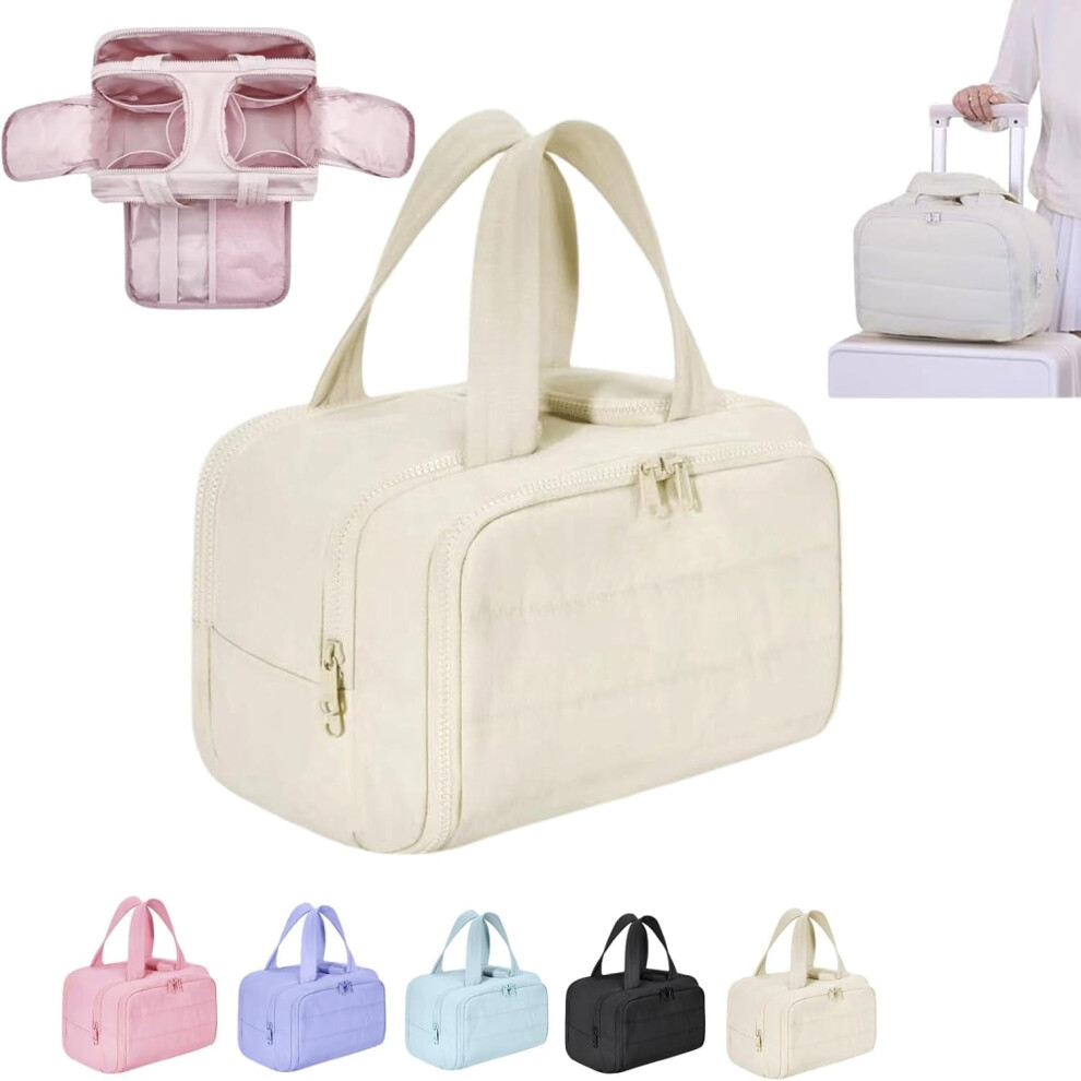Elouva Toiletry Bag â Large, Wide-Open, 4-in-1 Waterproof Cosmetic Organizer with Handle, Lightweight Travel Bag for Women