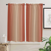Red Orange Ombre Curtains 42"x63", Rustic Fall Gradient Rod Pocket Drapes for Kitchen, Bedroom, Living Room – 2 Panels