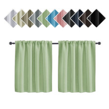 Thermal Short Blackout Curtains for Small Window - Darkening Curtains for Living Room Bedroom Kitchen - W29.9xL36 Inch Set of 2 Panels - Green