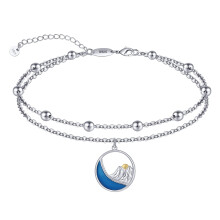 CHIC & ARTSY 925 Sterling Silver Sun Mountain Anklet, Boho Layered Foot Chain Jewelry for Ladies – Compatible with Daily Wear