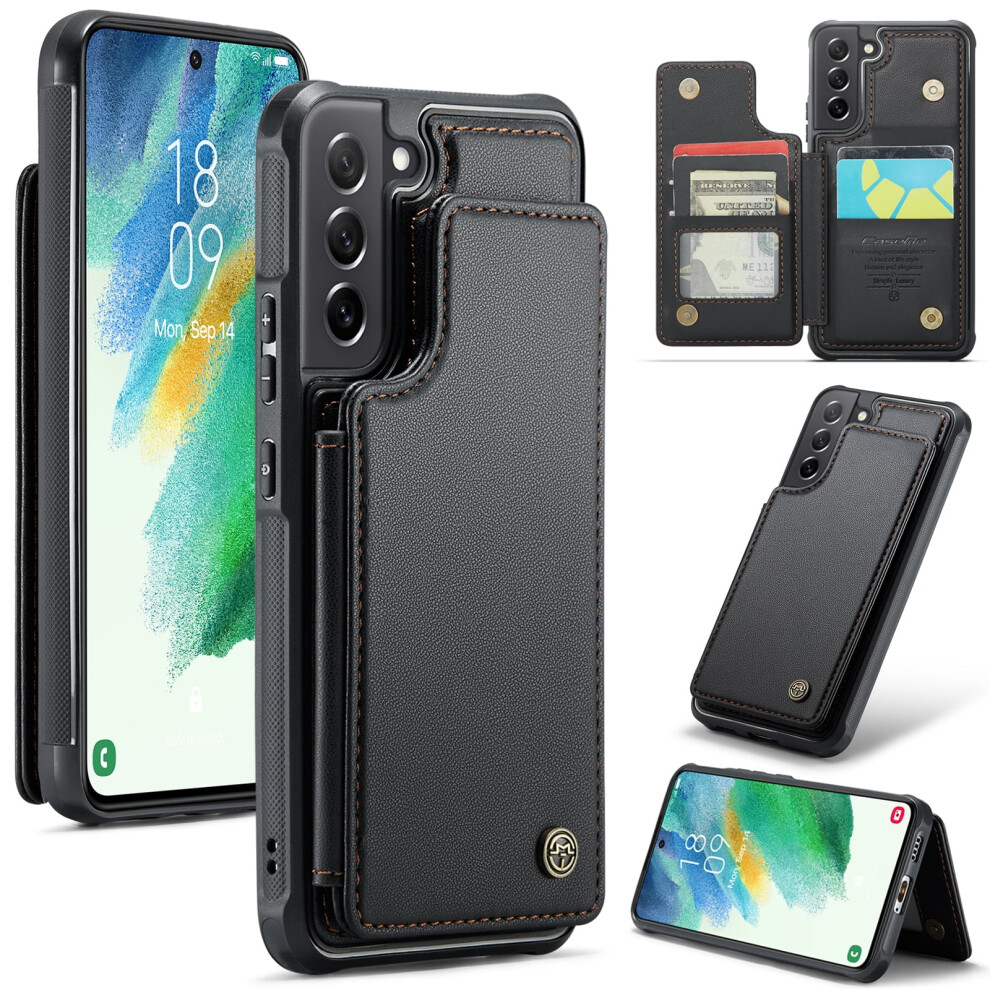 Caseme Leather Wallet Case For Compatible With Samsung Galaxy S21 Fe – Rfid Blocking, Magnetic Clasp, Kickstand, Shockproof 9327961721494