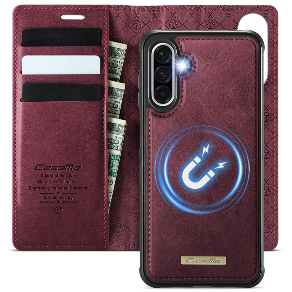 Caseme Wallet Case For Samsung Galaxy A17 & A16 6.7" Â Pu Leather, Rfid Blocking, Flip Stand, Shockproof, Magnetic, Detachable, Wine Red 9327961722170