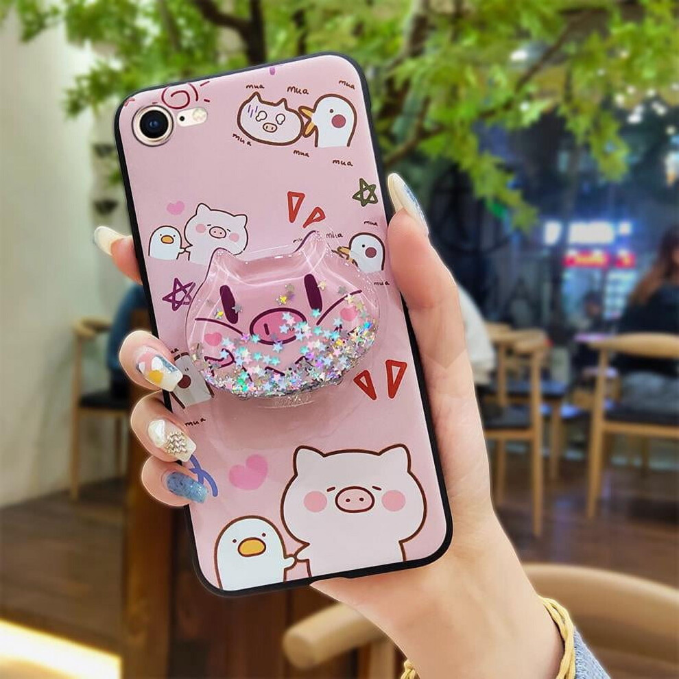 Phone Case Compatible With Iphone 7/8/Se 2020/Se2 Â Rotatable Kickstand, Soft Silicone, Quicksand Design, Anti-Knock Tpu 9327961722415