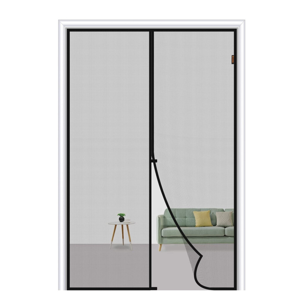 Magnetic Screen Door 30X80 In, 32X81 In Mesh, Strong Magnets, Reinforced Fiberglass Net For Patio & Front Doors, Gray 9327961722040