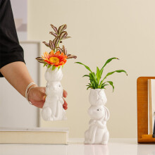 Ceramic Vase,Easter Bunny Ceramic Vase, Floral Arrangement Figurine Home Living Room Bedroom Office Decoration,Set of 2