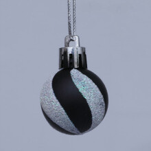 24pcs 1.2" Mini Shatterproof Christmas Ball Ornaments, Black & White – for Indoor Holiday, Wedding, Party Decoration