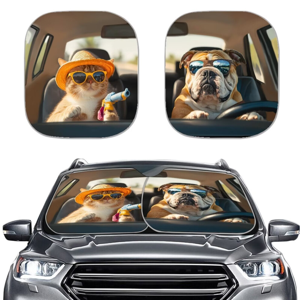 2Pcs Creative Animal Car Sunshade, Anti-Uv Windshield Shade For Sedans, Suvs Â Compatible With Most Cars 9327961722750