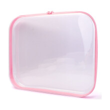 Square Travel Storage Bag, Clear Plastic Zipper Case, Toiletry & Cosmetic Pouch, 13.78" x 12.2" x 2"