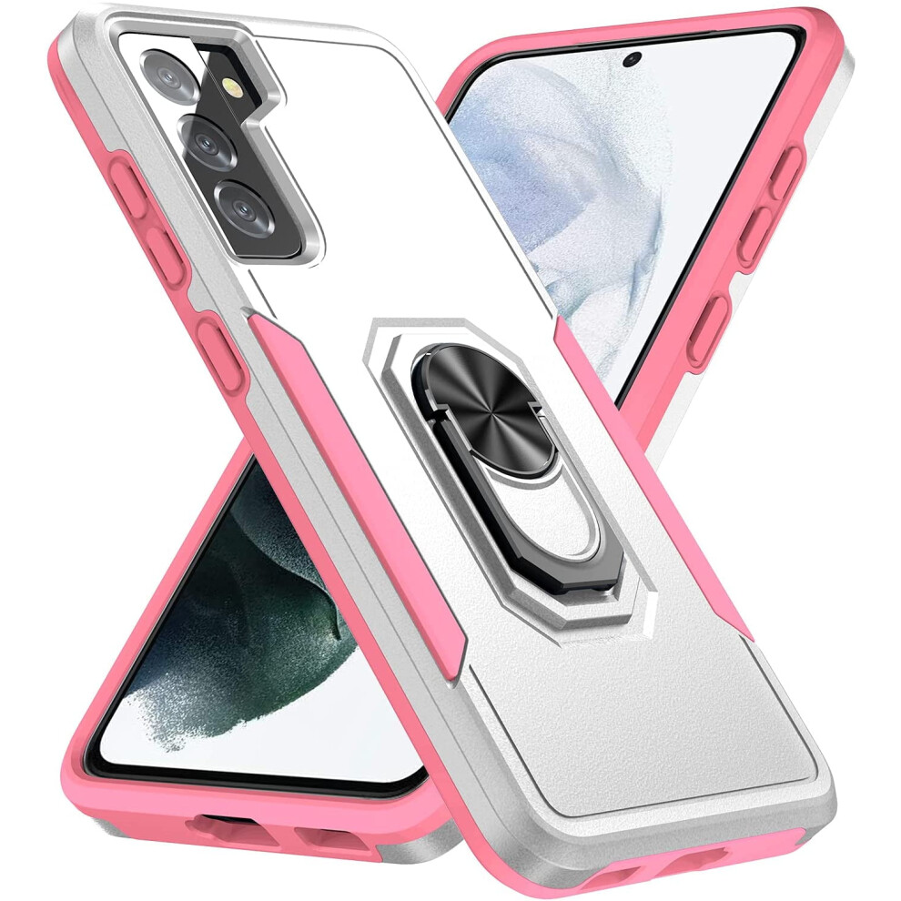 Rugged Military-Grade Phone Case With Ring Holder For Samsung Galaxy S21 Fe 5G Â Shockproof, Durable, Black & White White,Black 9327961724136