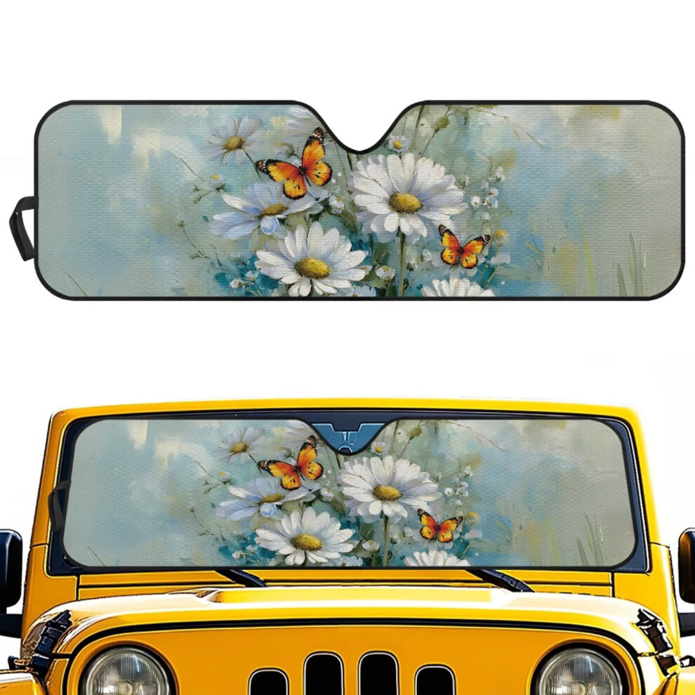 Foldable Floral Butterfly Sun Shade For Jeep Rubicon/Sahara/Tj/Jk/Jku, Uv & Heat Blocking, 1Pc, Compatible With Rubicon Sahara Tj Jk Jku 9327961723733