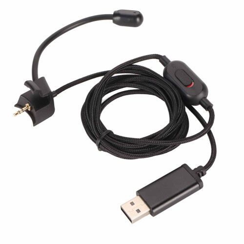 Gaming Headset Replacement Cable with Mute Switch, Anti-Interference Braided Cord for Enhanced Voice Transmission - Includes Inline Mic and Volume