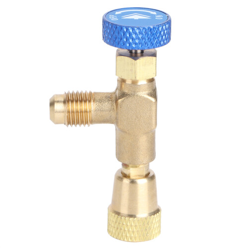 Adaptateur de réfrigérant à vanne à bille compacte, construction robuste en laiton pour une performance optimale et une utilisation sûre et