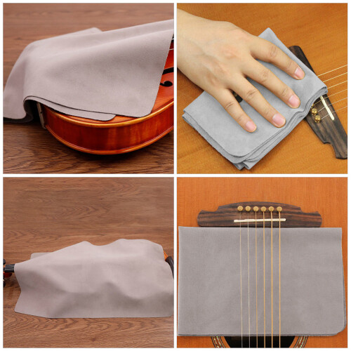 5Pcs Versatile Grey Cleaning Cloth for Violin Guitar Piano Instruments 2