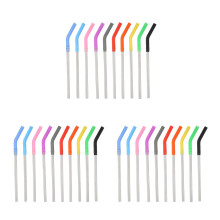 30Pcs Assorted Color Stainless Steel Straws Set Reusable Silicone Tips