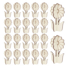 30Pcs Natural Wood Flower Craft Set DIY Painting for Kids