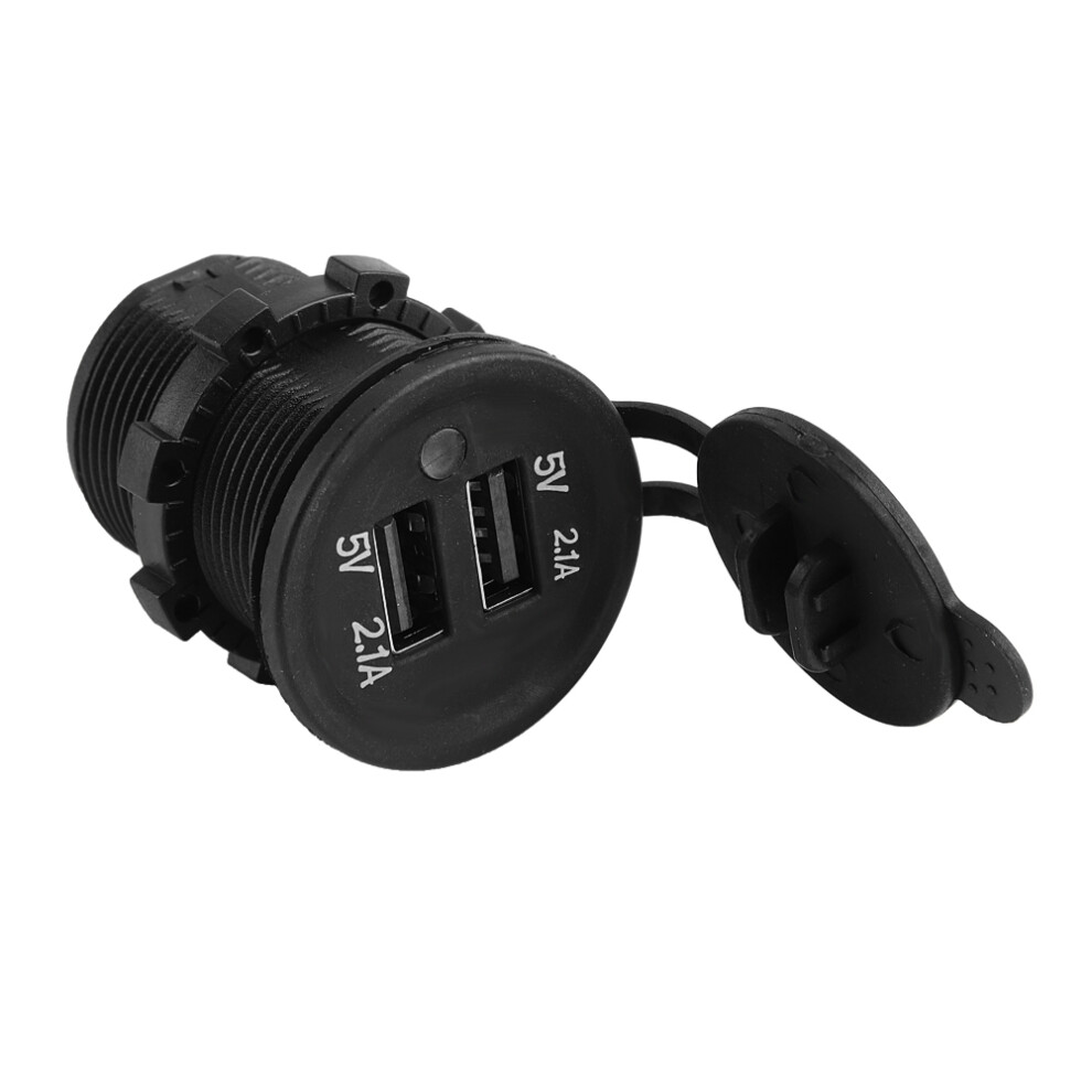 5V 2.1A Dual Usb Car Cigarette Lighter Socket Waterproof Black 9321393321789