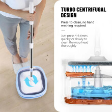 Adjustable Spin and Clean Floor Mop and Bucket Set, Spin Mop for Cleaning Floors, 3*fiber cloth, Mop Extendable 108-133.5cm