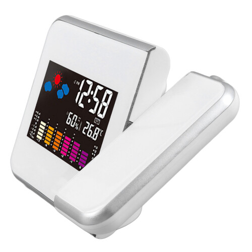 White Projection Clock 2xAAA, Temp/Hum, 15x11x6 cm