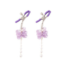 (One Size, Purple) Nipple Clamps Adjustable Flower Petal Nipple Clips Non-Piercing Body Clips Adult Toys for Couples