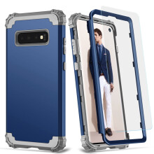 Galaxy S9-cover med hærdet glas, dobbeltlags robust stødsikker beskyttelse – kompatibel med Samsung Galaxy S9, blå