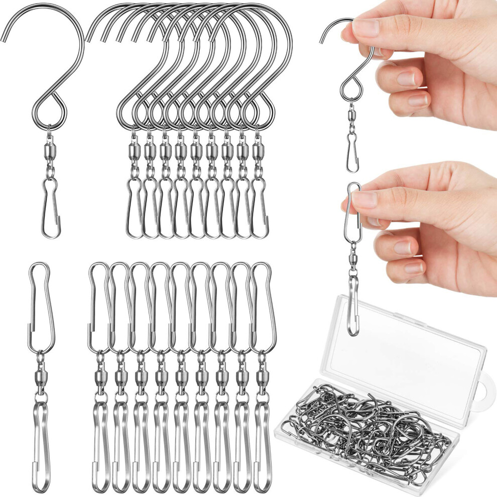 (20 Pcs, Silver) Swivel Clip Hanging Hooks, Stainless Steel 360 Degree Rotating Windsock Clips For Hanging Wind Chimes 6242862685535