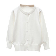 Kids' Solid Knit Cardigan Long Sleeve Button Down White 4-5
